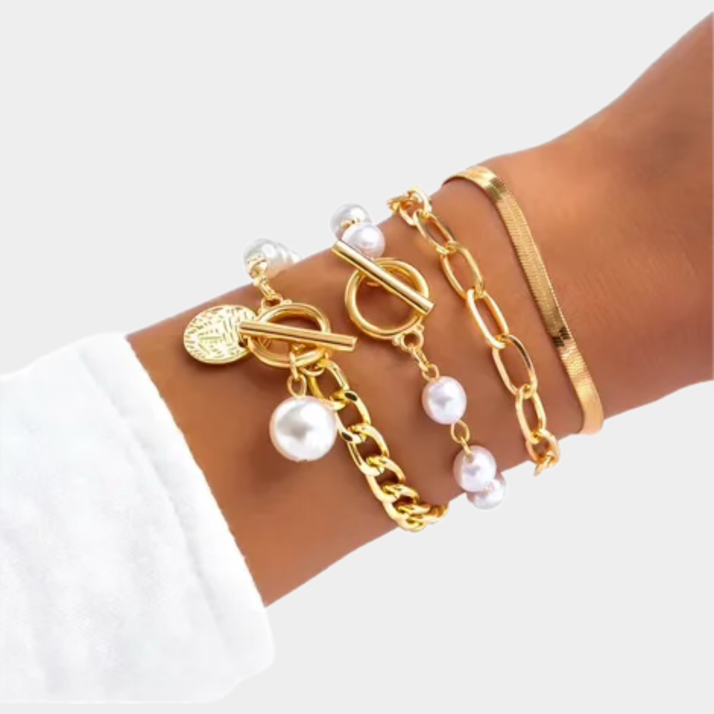 Set brazalete Soleyva oro con perlas