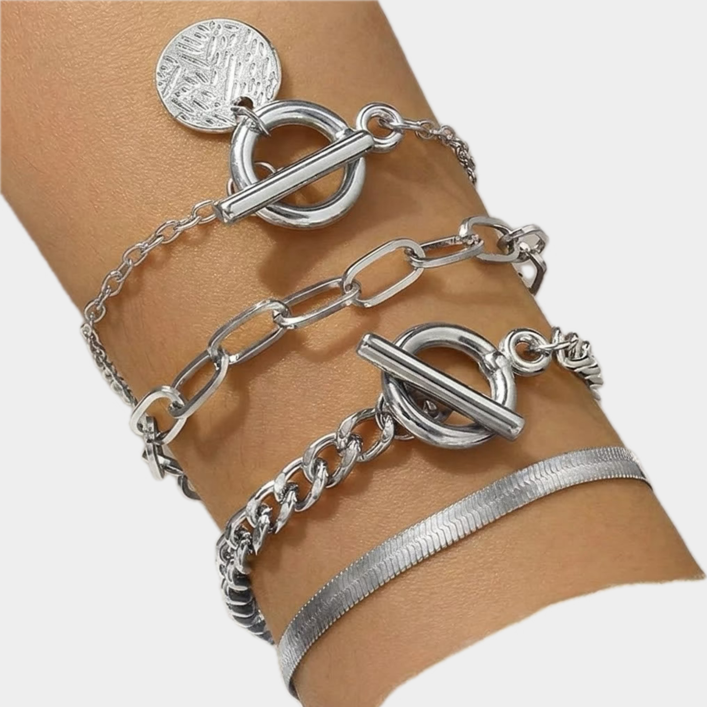 Set SOLEYVA 4 brazaletes plateado