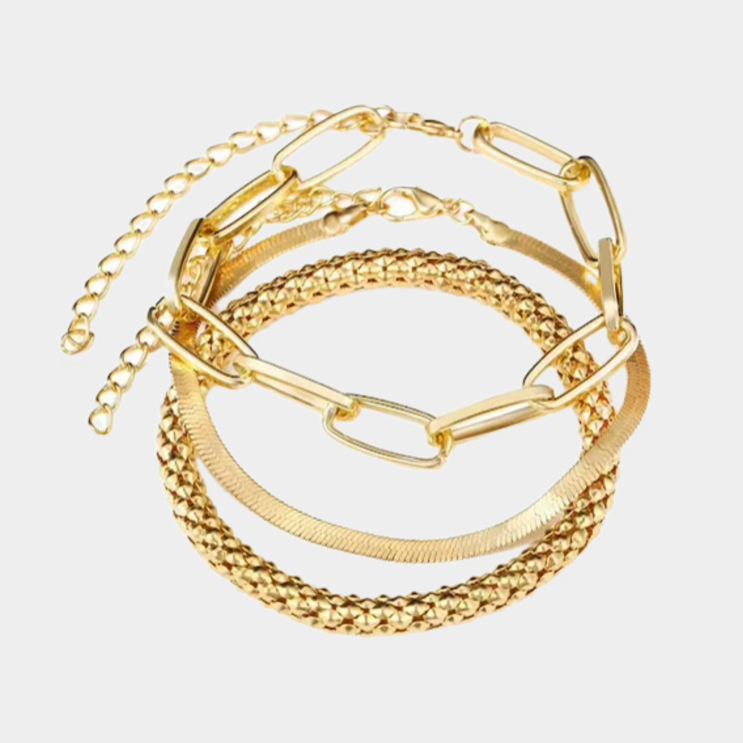 Set Brazalete dorado 3 pzas