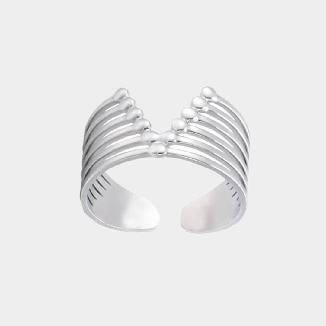 Anillo V plateado