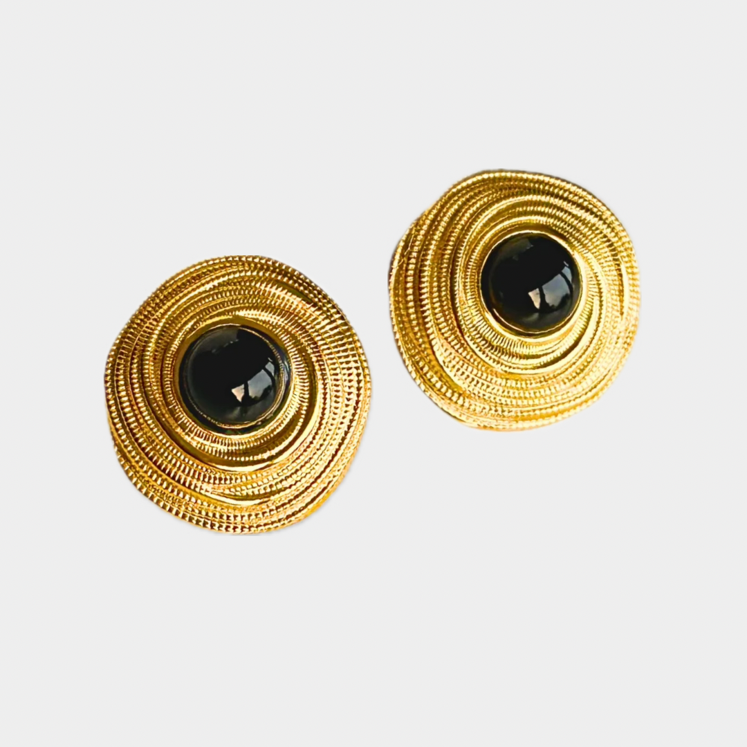 Arete perla negra dorado