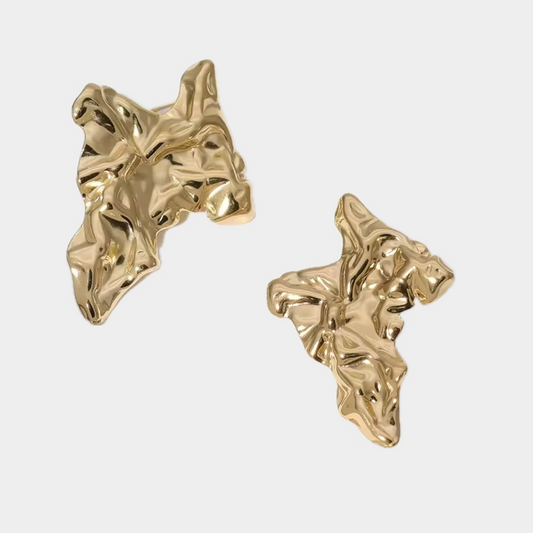 Arete lamina corrugada dorado