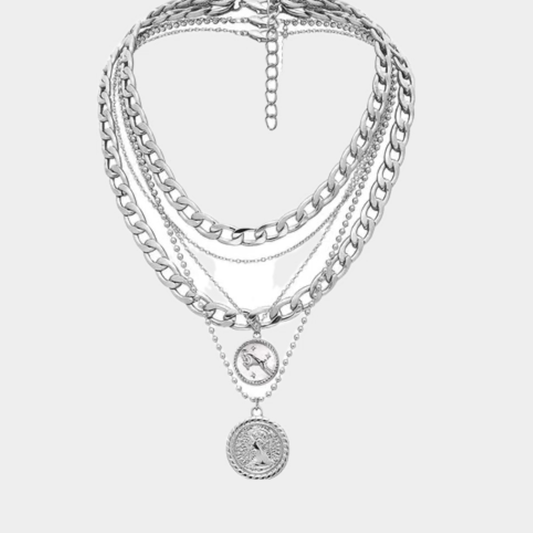 Collar moneda plateada