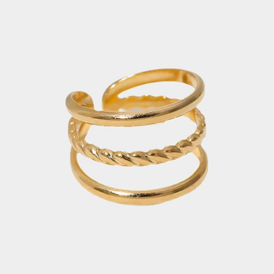 Anillo triple banda dorado