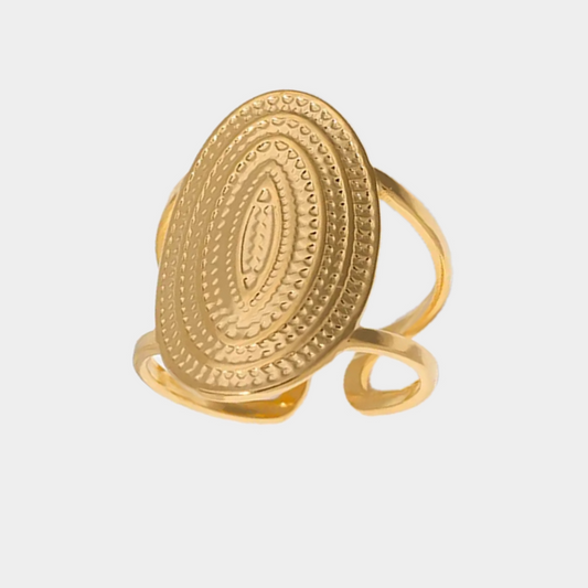 Anillo eclipse oval dorado